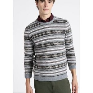 New! Free Assembly Striped Crew Sweater Multicolor‎ XL Gray Fairisle Mens 537